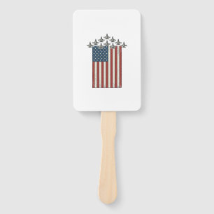 Patriotisches Kampfflugzeug Flagge Vintage Gravur  Fächer