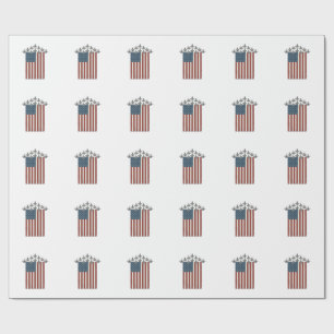 Patriotisches Kampfflugzeug Flagge Vintage Gravur Geschenkpapier