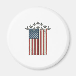 Patriotisches Kampfflugzeug Flagge Vintage Gravur Magnet