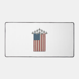 Patriotisches Kampfflugzeug Flagge Vintage Gravur  Schreibtischunterlage