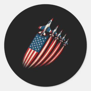 Patriotisches Kampfflugzeug USA-Flagge 4. Juli Runder Aufkleber