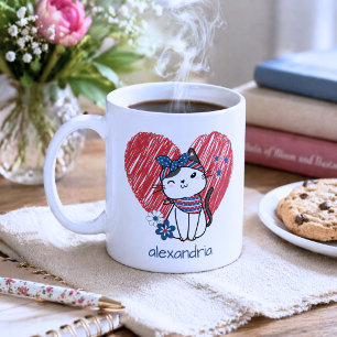 Patriotisches Katzenmonogramm  Kaffeetasse