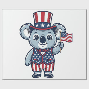 Patriotisches Koala-Vektor-Vintage-Shirt-Design_1 Geschenkpapier