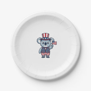 Patriotisches Koala-Vektor-Vintage-Shirt-Design_1 Pappteller