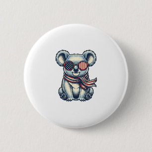 Patriotisches Koala-Vintage-Stickerei-Shirt-Design Button