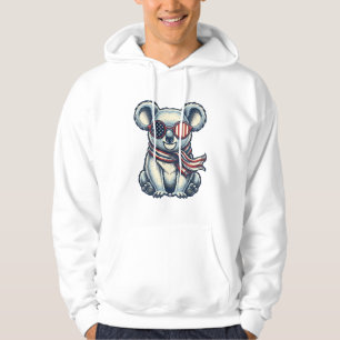 Patriotisches Koala-Vintage-Stickerei-Shirt-Design Hoodie