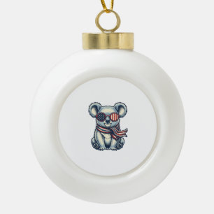 Patriotisches Koala-Vintage-Stickerei-Shirt-Design Keramik Kugel-Ornament