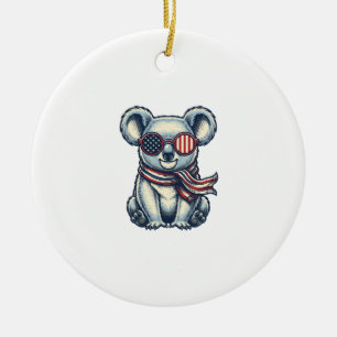 Patriotisches Koala-Vintage-Stickerei-Shirt-Design Keramik Ornament