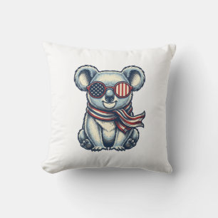 Patriotisches Koala-Vintage-Stickerei-Shirt-Design Kissen