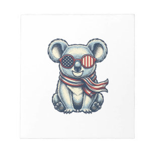 Patriotisches Koala-Vintage-Stickerei-Shirt-Design Notizblock