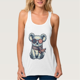 Patriotisches Koala-Vintage-Stickerei-Shirt-Design Tank Top
