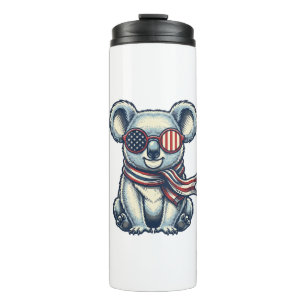 Patriotisches Koala-Vintage-Stickerei-Shirt-Design Thermosbecher