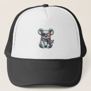 Patriotisches Koala-Vintage-Stickerei-Shirt-Design Truckerkappe