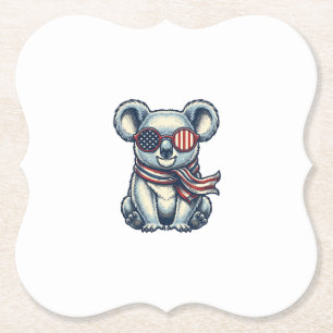 Patriotisches Koala-Vintage-Stickerei-Shirt-Design Untersetzer