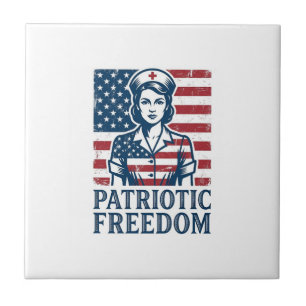Patriotisches Krankenpfleger-Vektorgrafik-T-Shirt Fliese
