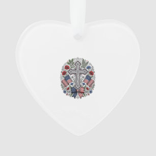 Patriotisches Kreuz Blumenflagge Vintage Ornament