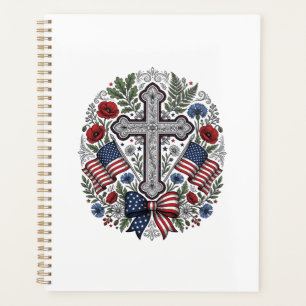 Patriotisches Kreuz Blumenflagge Vintage Planer