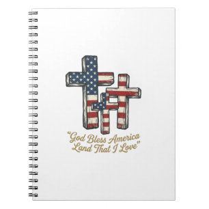 Patriotisches Kreuz Gott segne Amerika-Shirt-Desig Notizblock