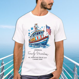 Patriotisches Kreuzschiff Personalisierter Familie T-Shirt