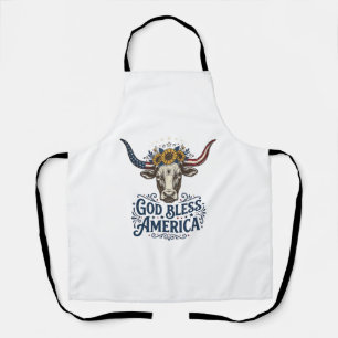 Patriotisches Kuh Gott segne Amerika Vintage-Shirt Schürze