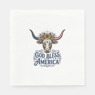 Patriotisches Kuh Gott segne Amerika Vintage-Shirt Serviette