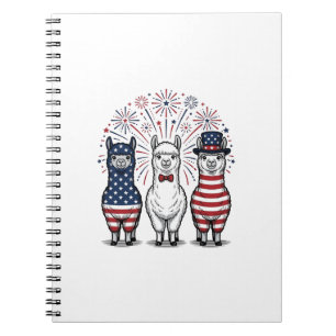 Patriotisches Lama-Feuerwerk Vintage-Vector-Shirt_ Notizblock