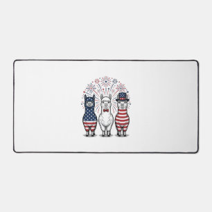 Patriotisches Lama-Feuerwerk Vintage-Vector-Shirt_ Schreibtischunterlage