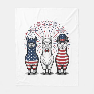 Patriotisches Lama-Feuerwerk Vintage-Vektor-Shirt_ Fleecedecke