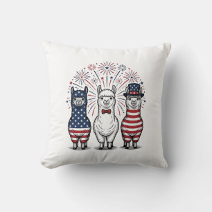 Patriotisches Lama-Feuerwerk Vintage-Vektor-Shirt_ Kissen