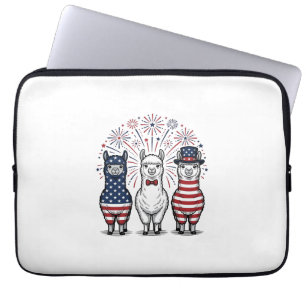 Patriotisches Lama-Feuerwerk Vintage-Vektor-Shirt_ Laptopschutzhülle