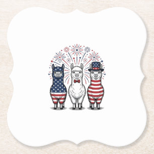 Patriotisches Lama-Feuerwerk Vintage-Vektor-Shirt_ Untersetzer