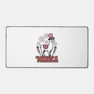 Patriotisches Lama Merica Vintage Vektor Design_1 Schreibtischunterlage