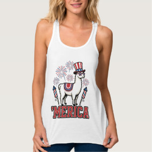 Patriotisches Lama Merica Vintage Vektor Design_1 Tank Top