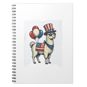 Patriotisches Lama Vintage-Gravur-Shirt-Design_1 Notizblock