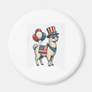 Patriotisches Lama Vintage-Stickerei-Shirt-Design_ Magnet