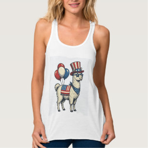 Patriotisches Lama Vintage-Stickerei-Shirt-Design_ Tank Top