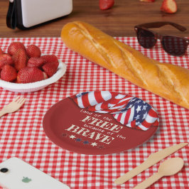 Patriotisches Land des Freien Roten Weißen Blauen  Pappteller