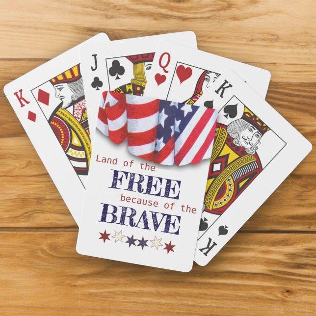 Patriotisches Land des Freiwilligen Jagd Spielkarten (patriotic "Land of the Free because of the Brave" playing cards)