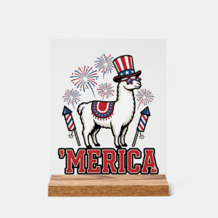 Patriotisches Llama Merica Vintage Vektordesign_1 Acrylschild