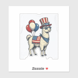 Patriotisches Llama-Vintage-Stickerei-Shirt-Design Aufkleber