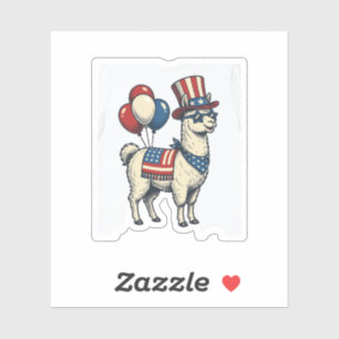 Patriotisches Llama-Vintage-Stickerei-Shirt-Design Aufkleber