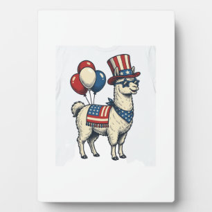 Patriotisches Llama-Vintage-Stickerei-Shirt-Design Fotoplatte