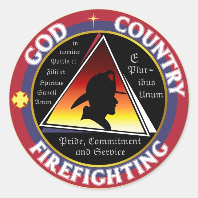 Patriotisches Logo des "Country Firefight Circle" Runder Aufkleber (Vorderseite)