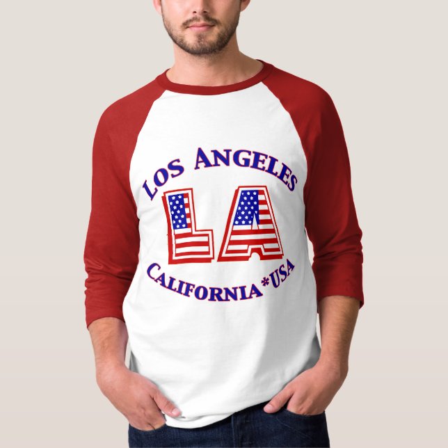 Patriotisches Logo Los Angeless USA T-Shirt (Vorderseite)