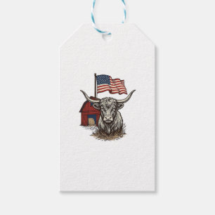 Patriotisches Longhorn-Rind und rotes Scheune-Vekt Geschenkanhänger