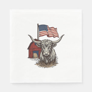 Patriotisches Longhorn-Rind und rotes Scheune-Vekt Serviette
