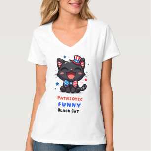 Patriotisches lustiges schwarzes Katzen-Shirt zum  T-Shirt