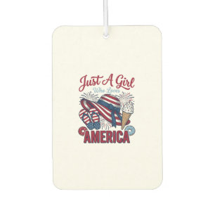 Patriotisches Mädchen Amerika Sommer Vintage T-Shi Autolufterfrischer