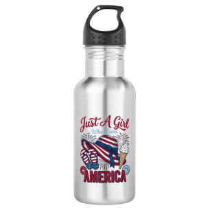 Patriotisches Mädchen Amerika Sommer Vintage T-Shi Edelstahlflasche