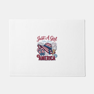 Patriotisches Mädchen Amerika Sommer Vintage T-Shi Fußmatte